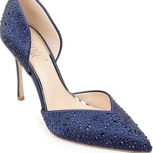 Jewel Badgley Mischka Navy Embellished Heels
